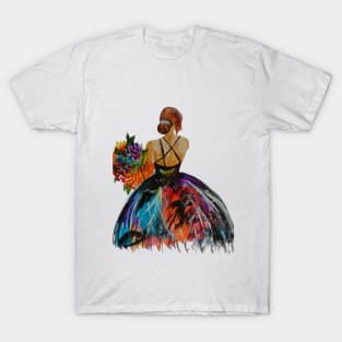 Girl with Bouquet: Radiant Elegance T-Shirt